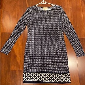 Michael Kors Black and White Long Sleeve Dress